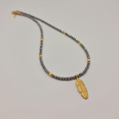 Seed Bead Gold Leaf Necklace