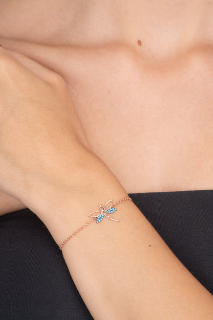 rose gold dragonfly bracelet, dragonfly bracelet