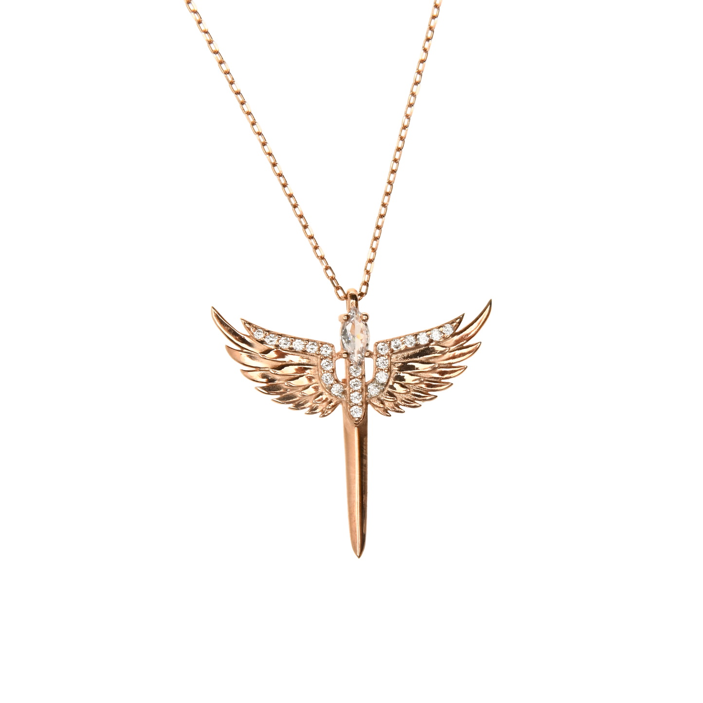 Arcobaleno Michael Angel Stone Necklace, Rose Gold Colour, Product veiw