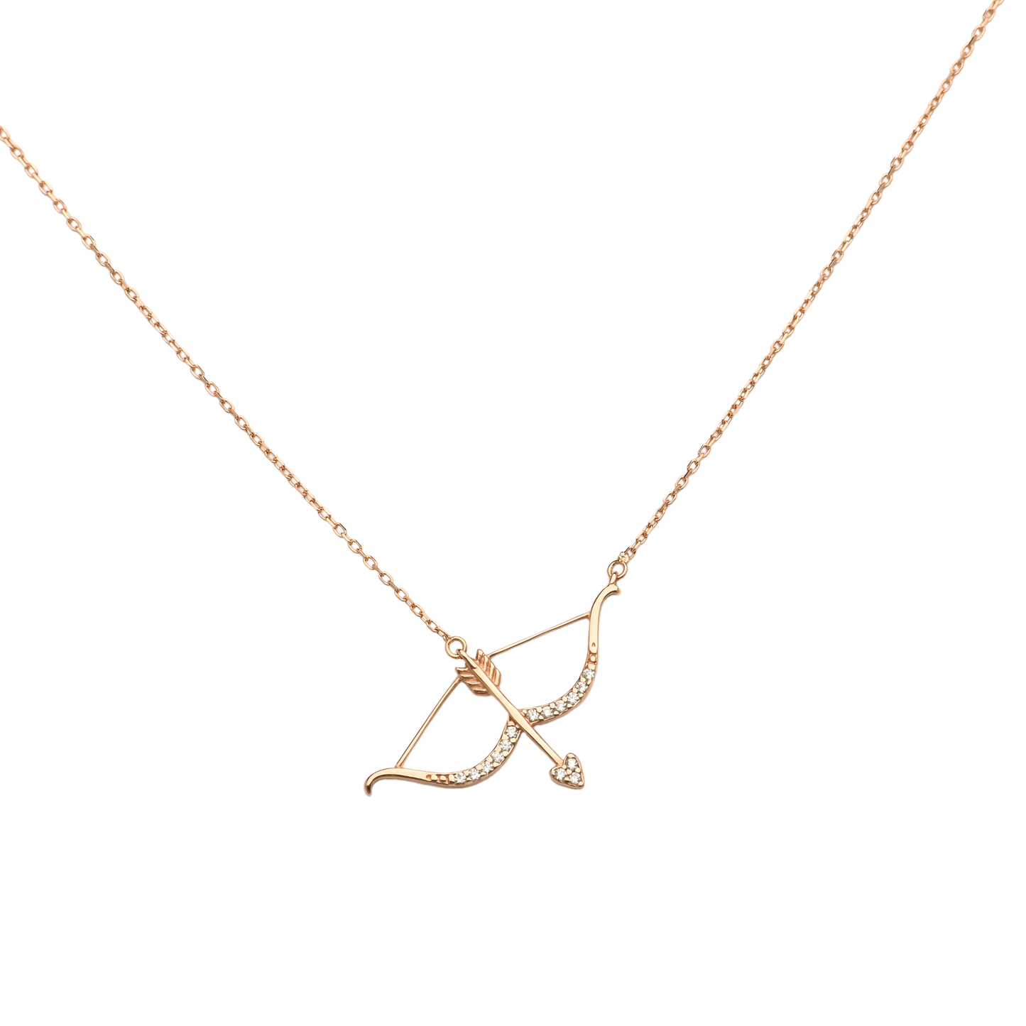 gold bow and arrow necklace, gold love necklace, gold cherub target necklace, gold diamond bow and arrow necklace