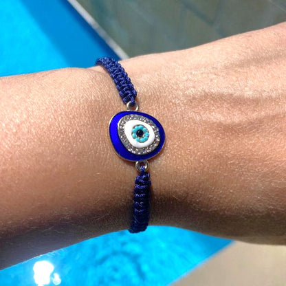 macrame evil eye bracelet, blue evil eye bracelet, cotton macrame evil eye bracelet, evil eye jewellery