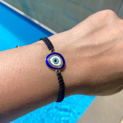 macrame evil eye bracelet, black evil eye bracelet, cotton macrame evil eye bracelet, evil eye jewellery