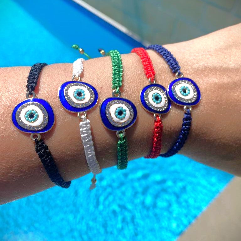 macrame evil eye bracelet, black evil eye bracelet, cotton macrame evil eye bracelet, evil eye jewellery