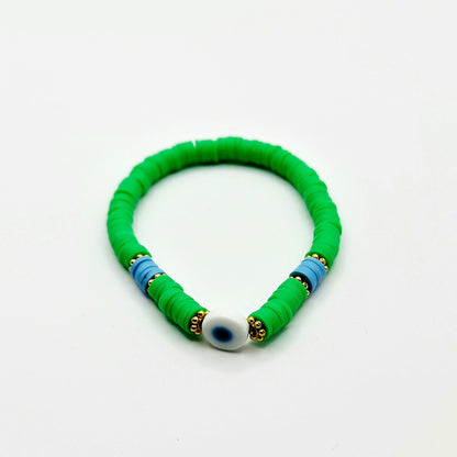 green beaded bracelet, green evil eye bracelet, neon green bracelet, evil eye bracelet, evil eye beaded bracelet