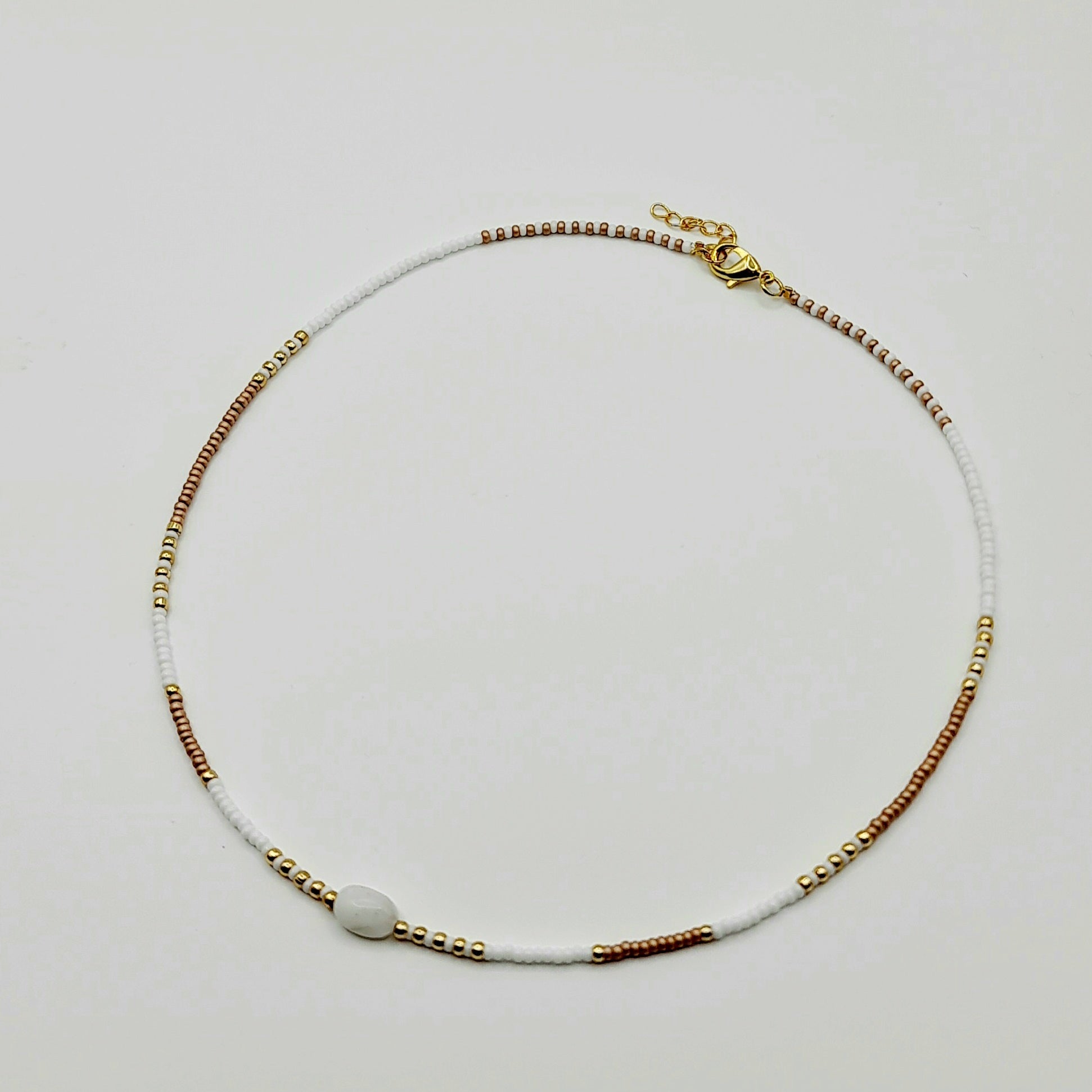 precious stone beaded necklaces, white and gold beaded necklaces, stone bead necklaces, moonstone necklace, natural stone necklace