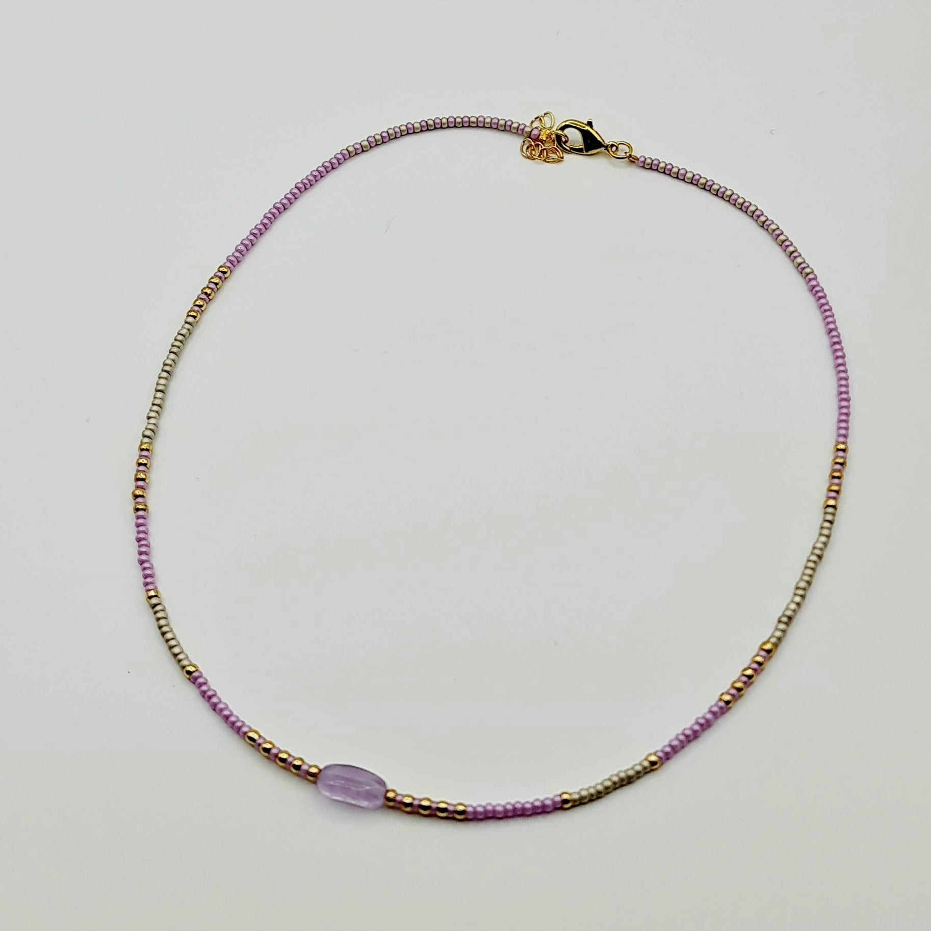 precious stone beaded necklaces, purple  and gold beaded necklaces, stone bead necklaces, amethyst necklace, natural stone necklace