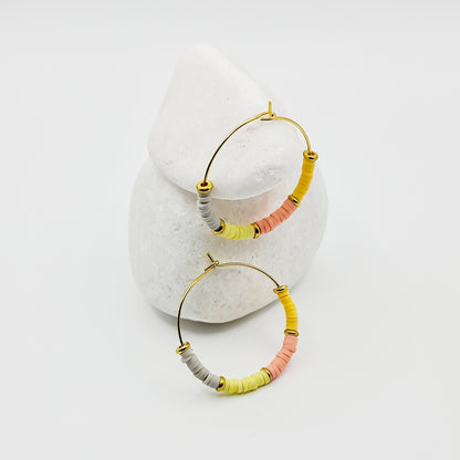 colourful hoop earrings, rainbow hoop earrings, beaded earrings, colourful  hoop beaded earrings, beaded hoop earrings, pastel hoop earrings