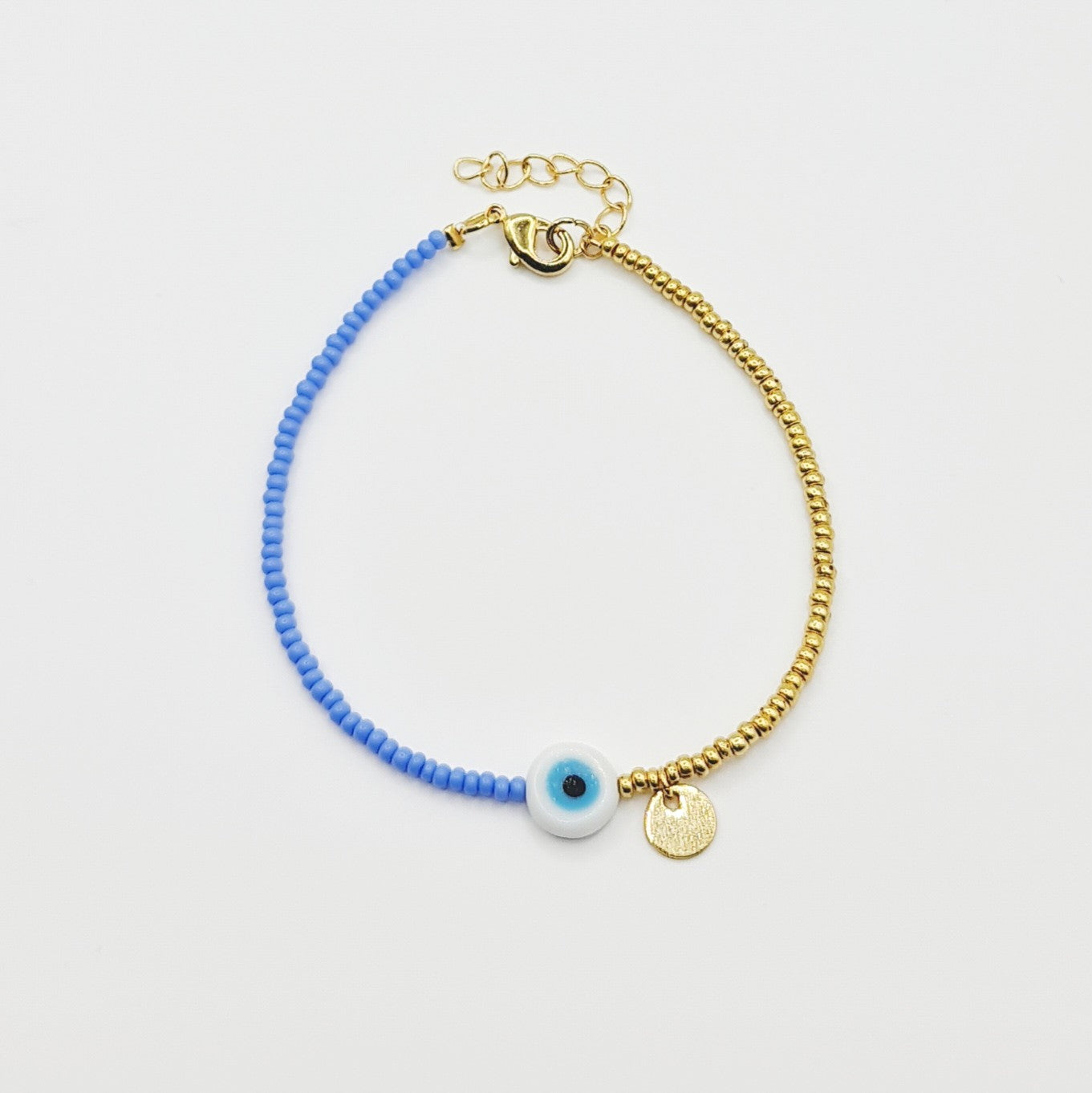 beaded bracelet, blue and gold bead bracelet, evil eye bracelet, evil eye charm bracelet, blue evil eye bracelet, blue beaded bracelet, blue and gold beaded bracelet, beaded jewellery