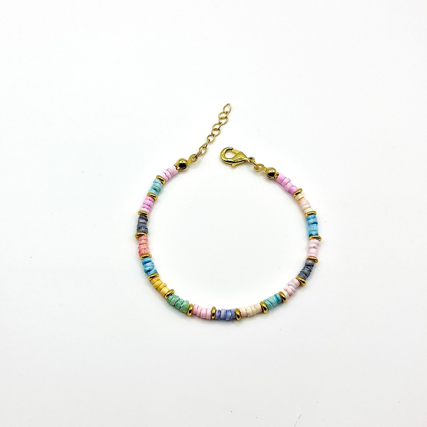 pastel heishi bead bracelet, beaded jewellery, beaded bracelet, multi coloured beaded bracelet