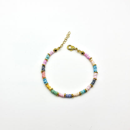 pastel heishi bead bracelet, beaded jewellery, beaded bracelet, multi coloured beaded bracelet