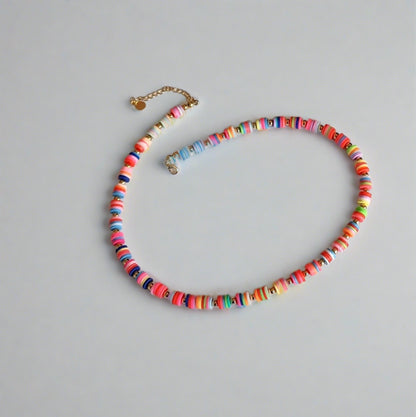 heishi bead necklace, rainbow bead necklace, Beaded necklace, beaded jewellery, rainbow necklace, beaded jewellery, multicoloured beaded necklace, rainbow beaded necklace