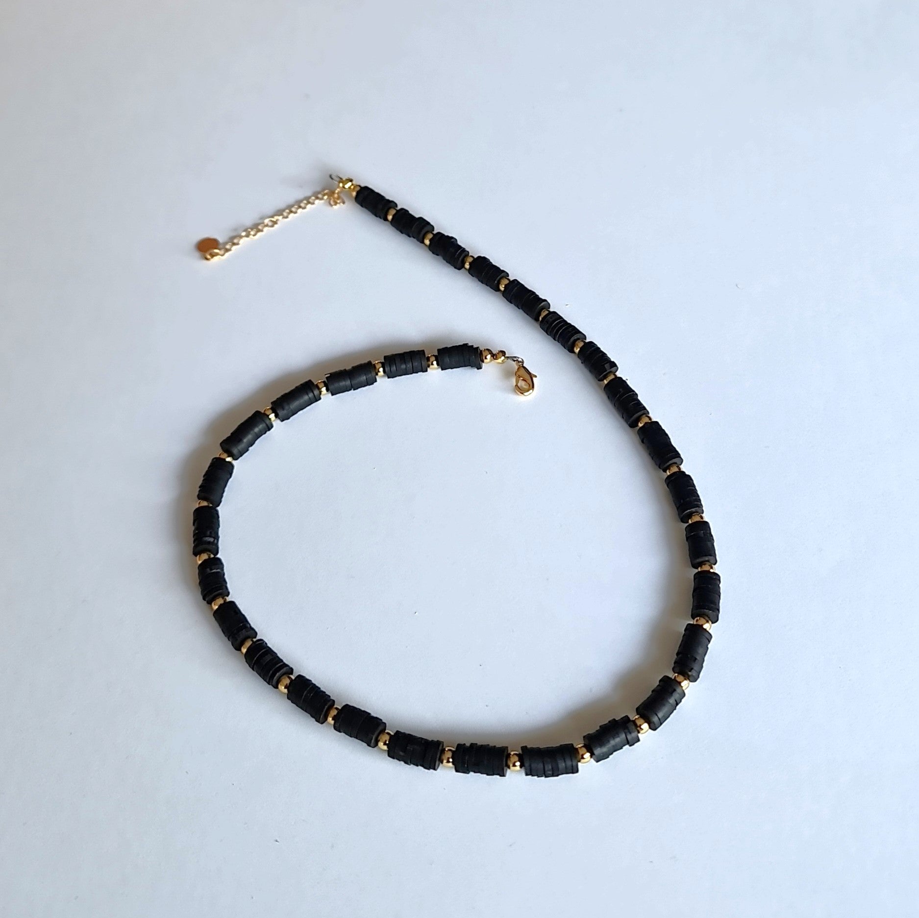 heishi bead necklace, Beaded necklace, beaded jewellery, black necklace, beaded jewellery, black and gold beaded necklace, black beaded necklace