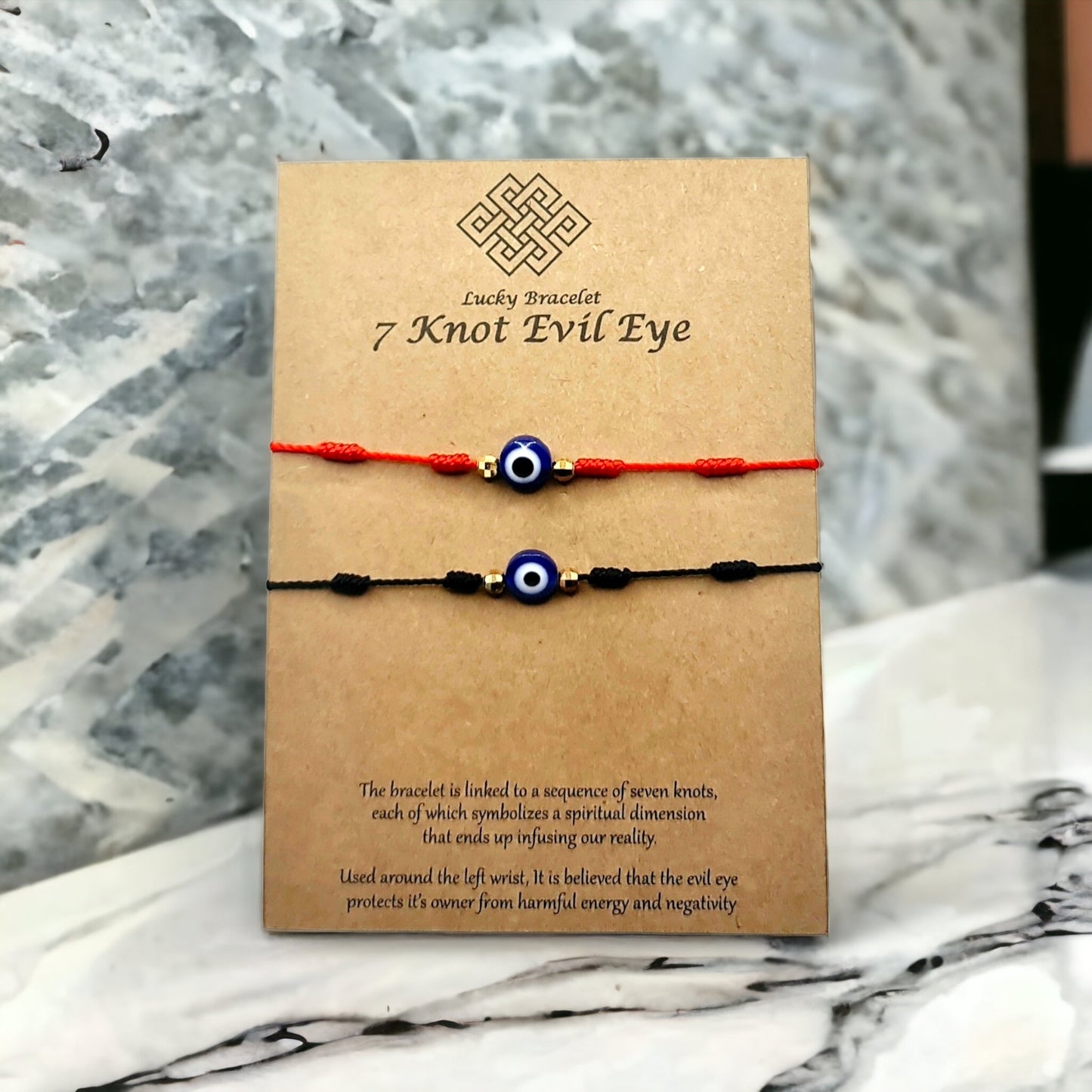 7 knot evil eye bracelet, lucky bracelet, evil eye bracelet