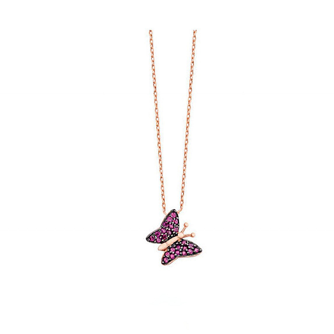 rose gold and pink butterfly necklace, rose gold butterfly necklace, pink butterfly necklace