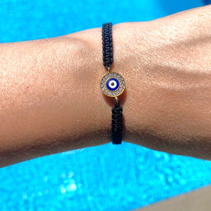 macrame evil eye bracelet, black evil eye bracelet, cotton macrame evil eye bracelet, evil eye jewellery