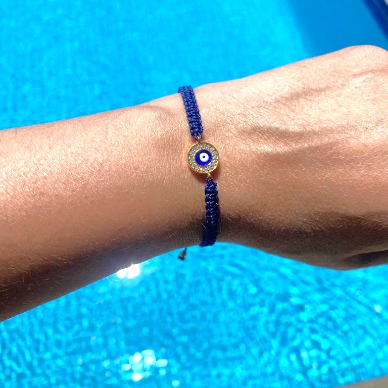 macrame evil eye bracelet, blue evil eye bracelet, cotton macrame evil eye bracelet, evil eye jewellery