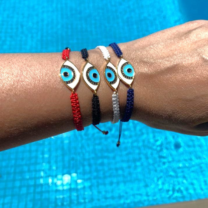 macrame evil eye bracelet, black evil eye bracelet, cotton macrame evil eye bracelet, evil eye jewellery