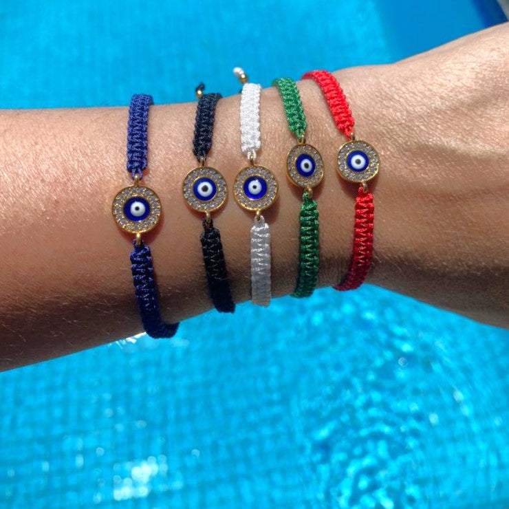 macrame evil eye bracelet, diamond evil eye bracelet, cotton macrame evil eye bracelet, evil eye jewellery