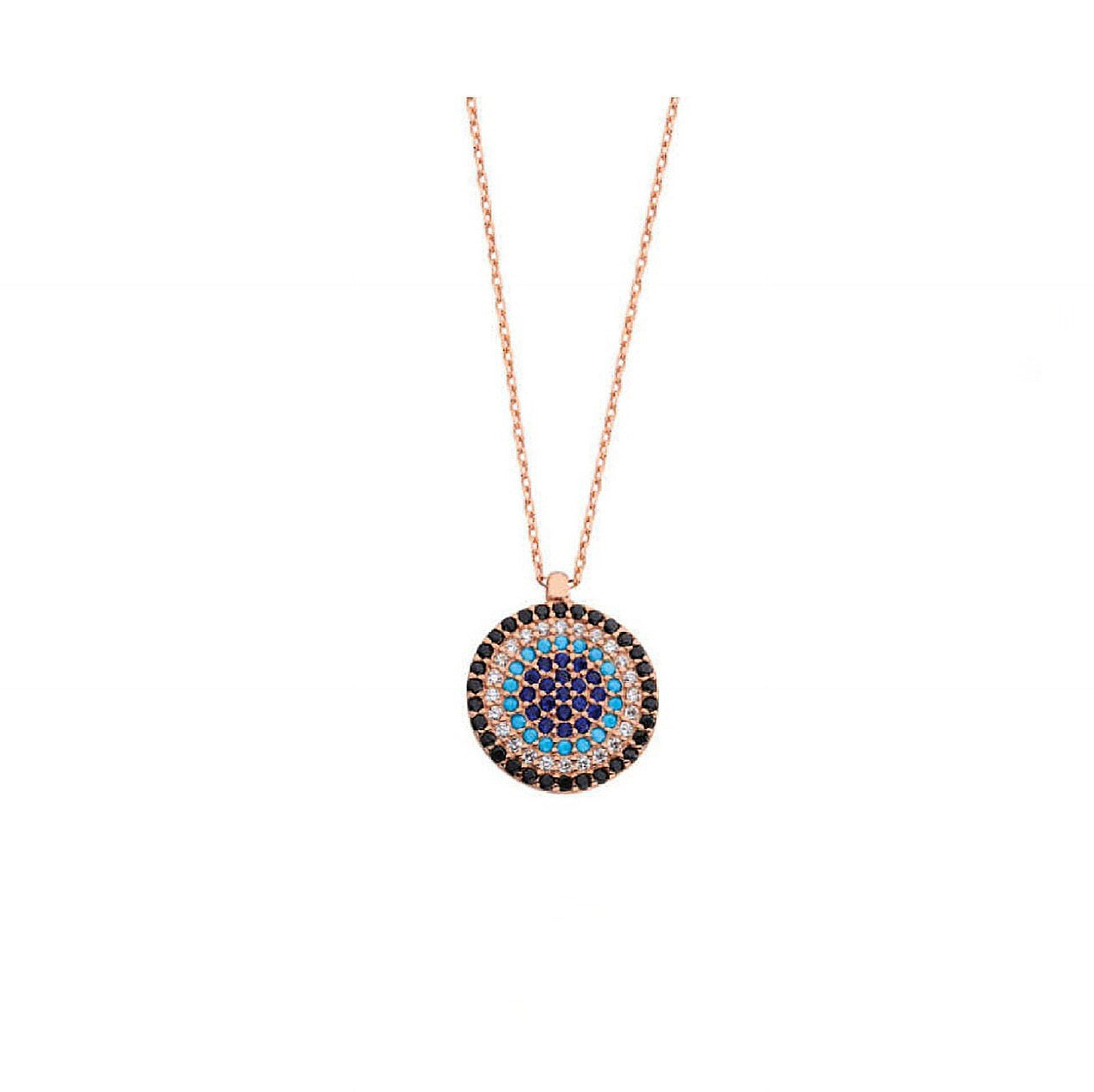 Evil Eye rose gold Beaded jewellery Necklace - Rose gold - Necklace, front close up veiw