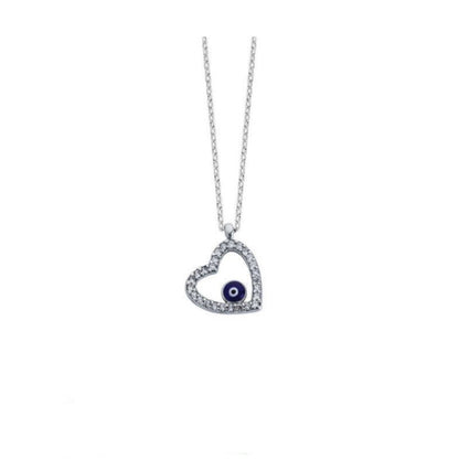 Evil Eye Heart Necklace - Silver - Necklace