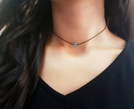 evil eye choker, cord choker